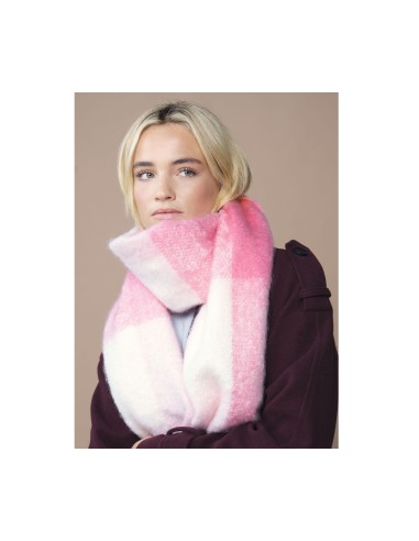 BEE-B494R-Fluffy Check Scarf
